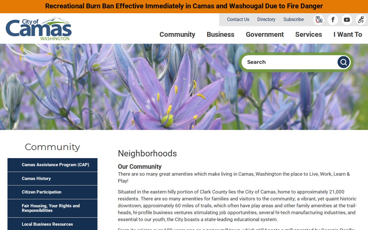 Camas neighbors and neighborhood association information page
