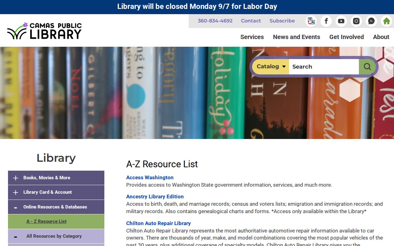 Camas residents directory library resources